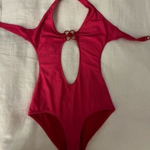 Louis Vuitton Hot Pink Cutout Halter One-Piece Swimsuit
